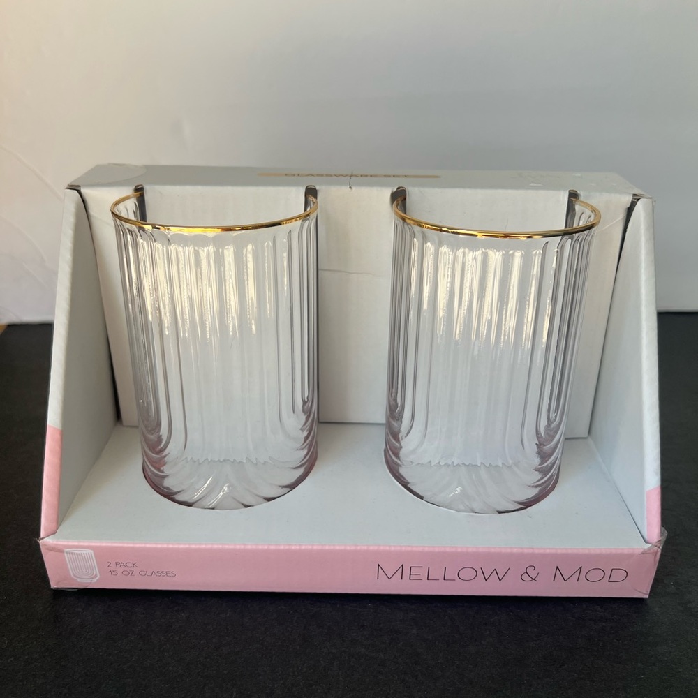 NIB Mellow & Mod 15oz Glassware Set